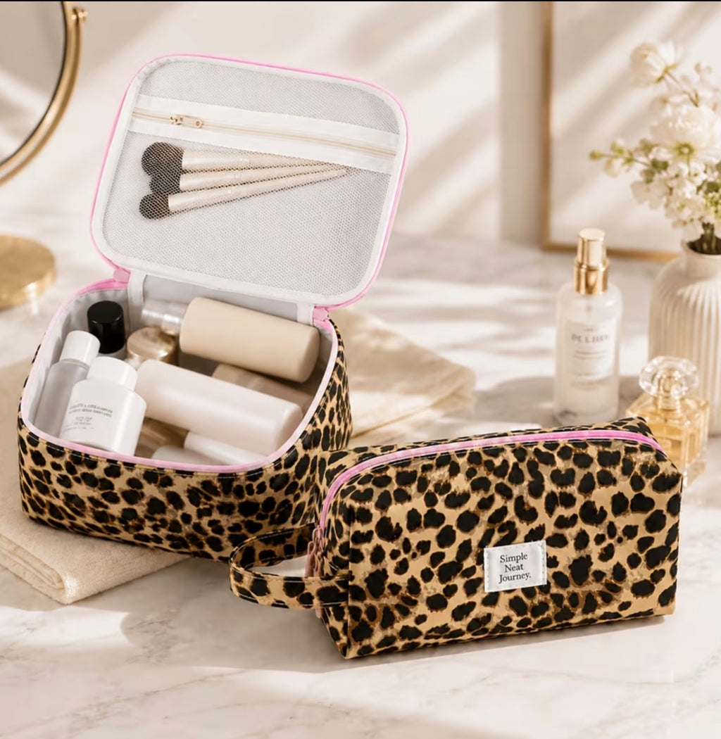 1pc Leopard Print Seam-Seam Makeup Bag