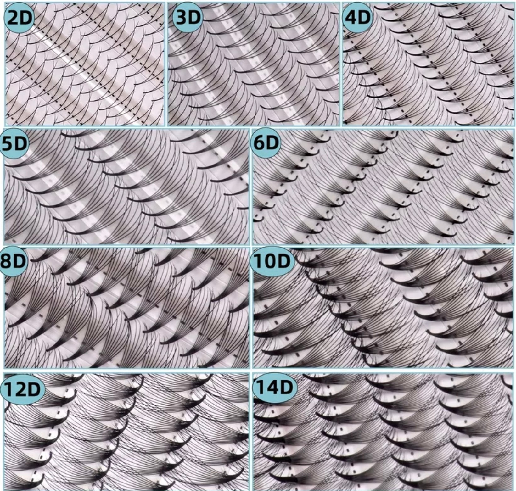 800pcs 20 Rows 3D 4D 5D 6D 8D 10D XXL Tray Handmade Russian Volume